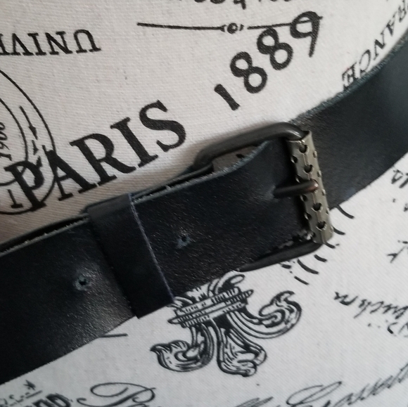 80s Engineering Metal Leather Belt Size Medium - Picture 3 of 4